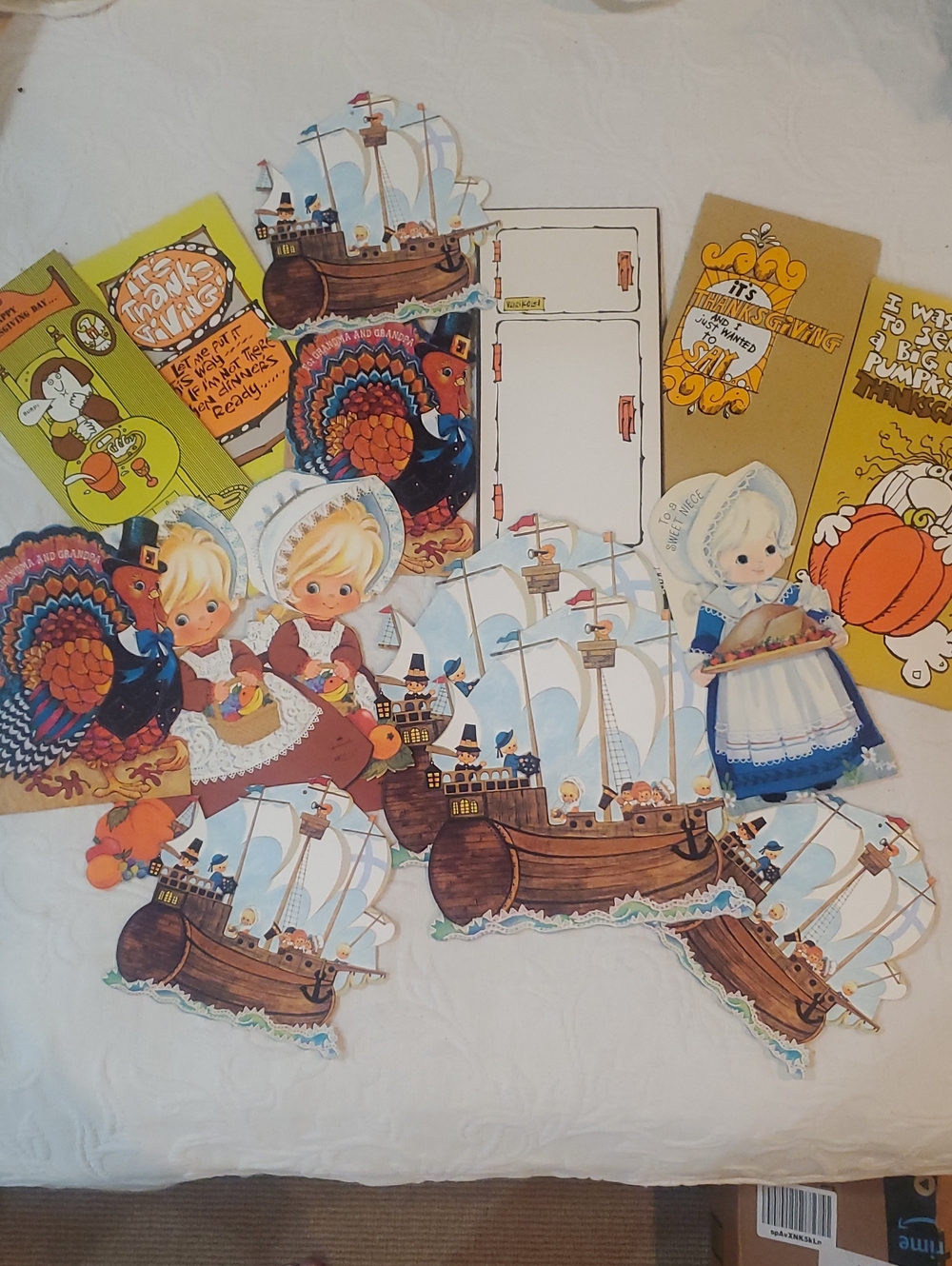 Vintage Thanksgiving Cards and Hallmark Decorations, 15 Pcs.